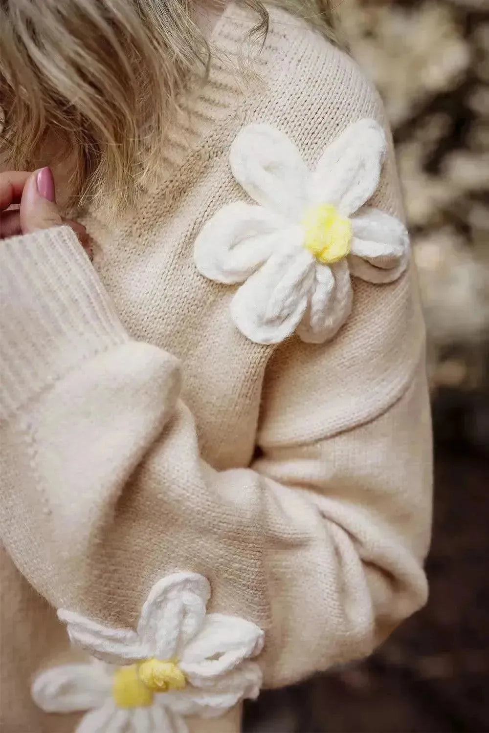 Flower Dropped Shoulder Long Sleeve Cardigan - Bad Moms Club