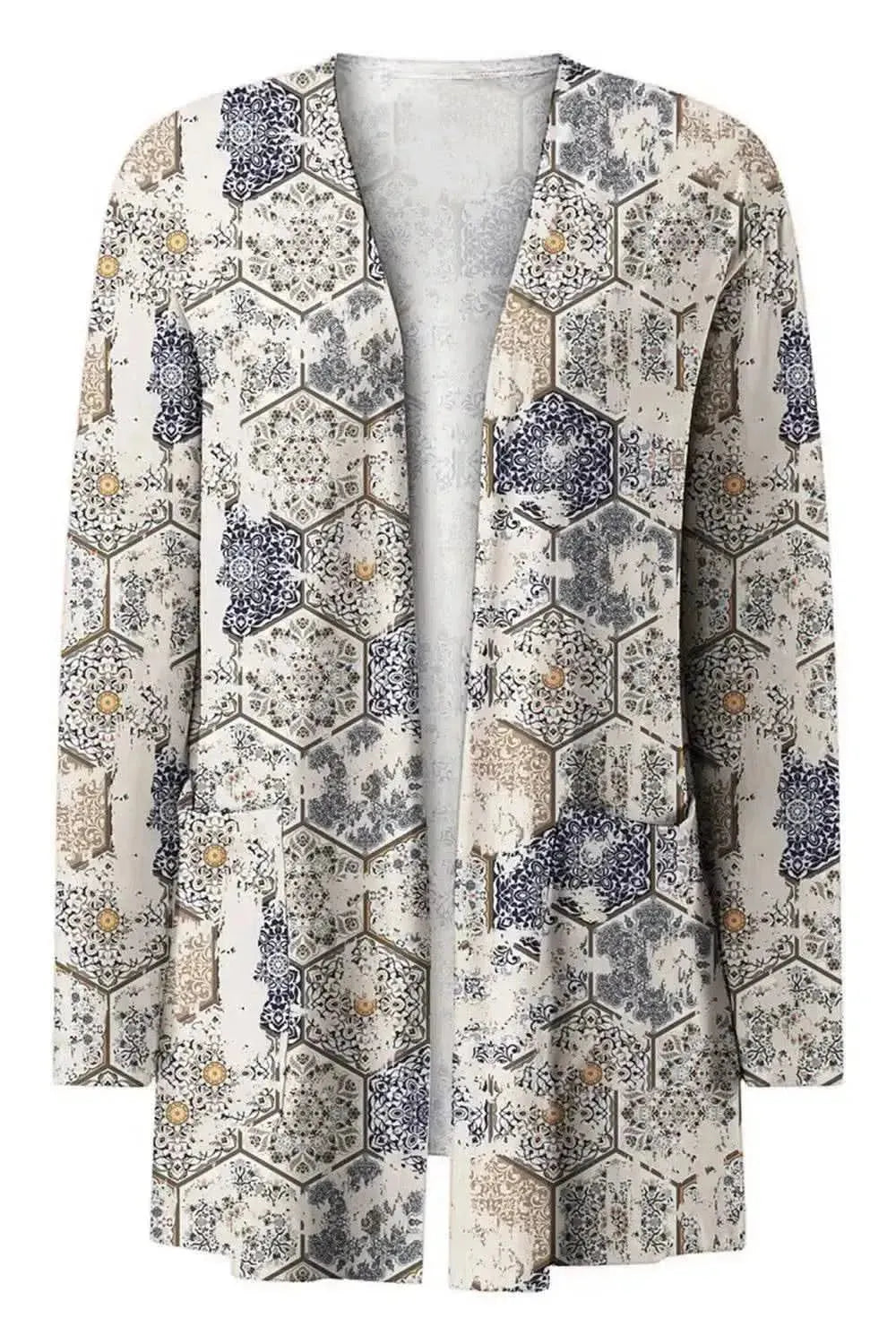 Printed Long Sleeve Cardigan - Bad Moms Club