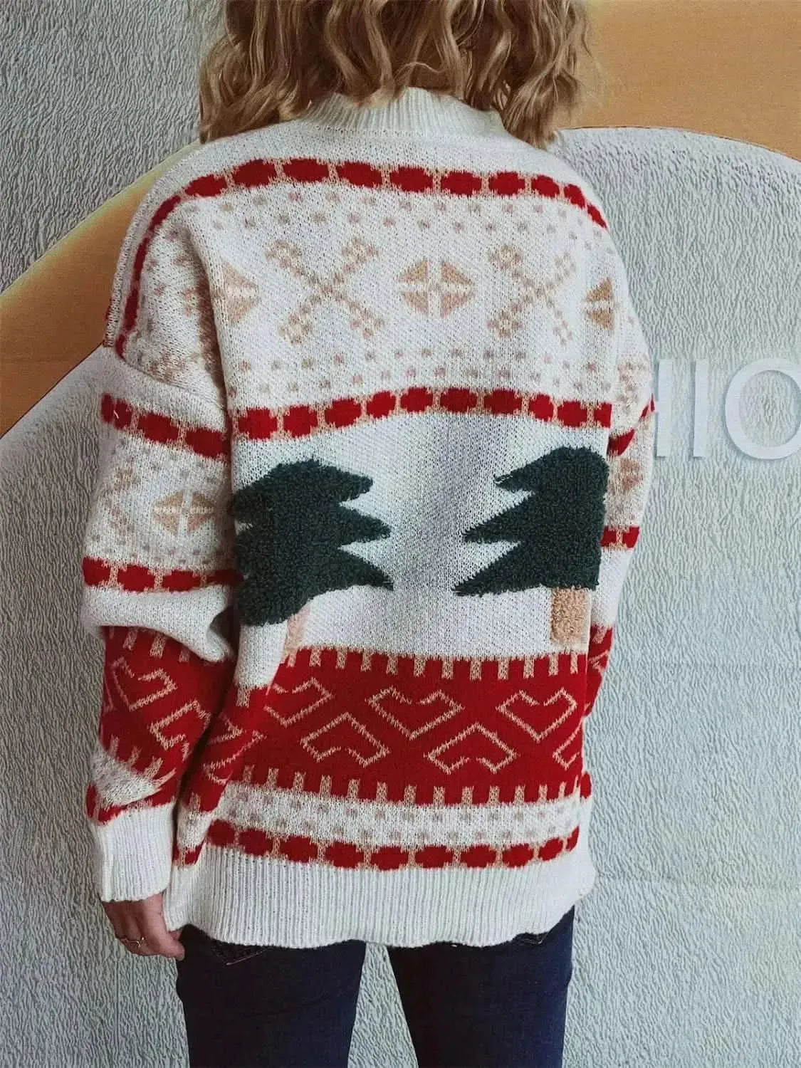 Christmas Tree Mock Neck Long Sleeve Sweater - Bad Moms Club