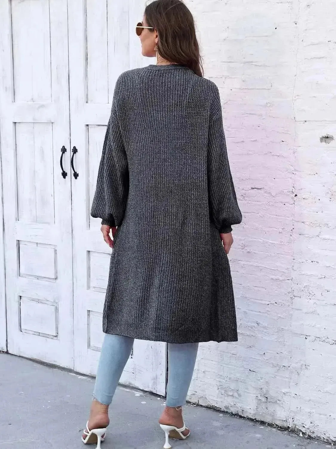 Open Front Longline Cardigan with Pockets - Bad Moms Club