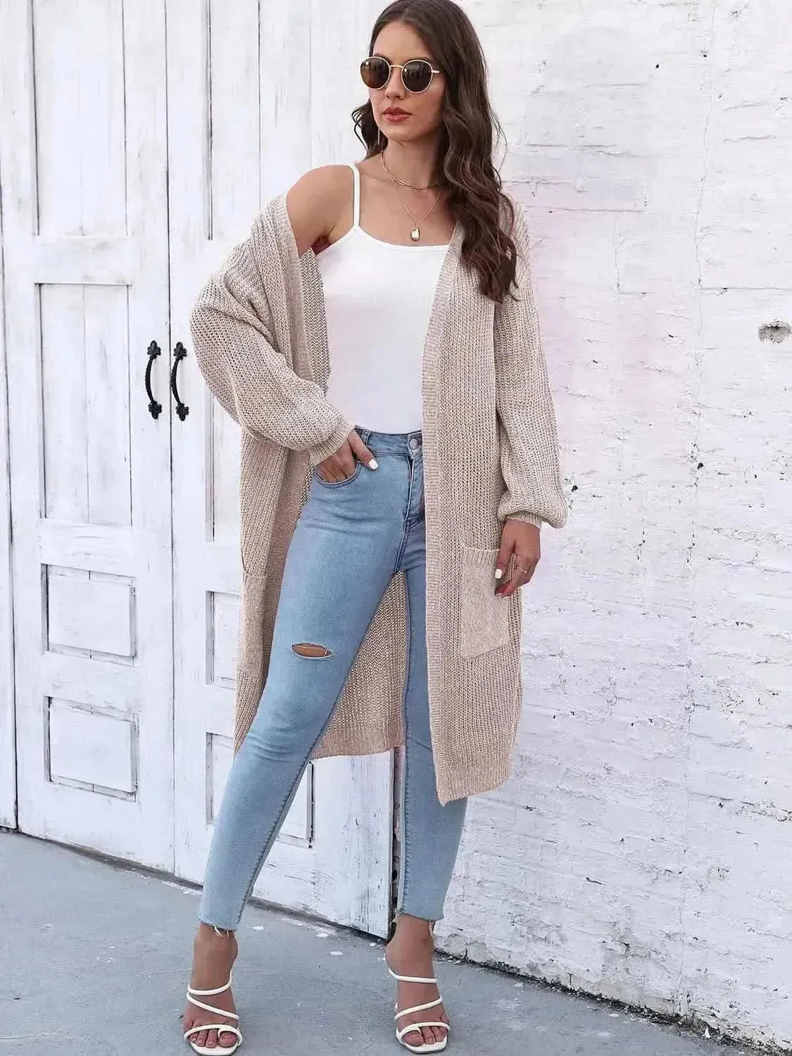 Open Front Longline Cardigan with Pockets - Bad Moms Club