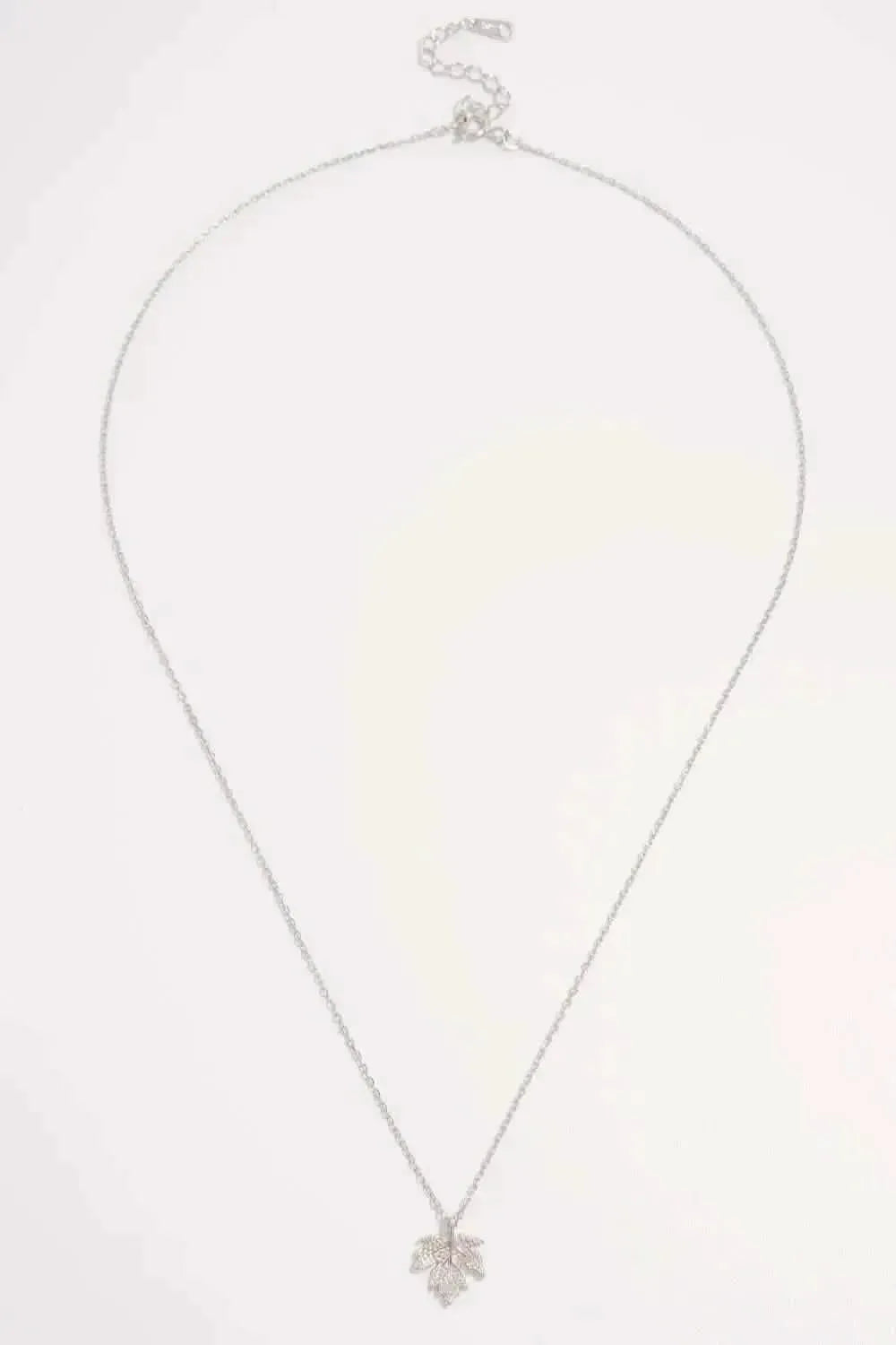 925 Sterling Silver Zircon Maple Leaf Necklace - Bad Moms Club