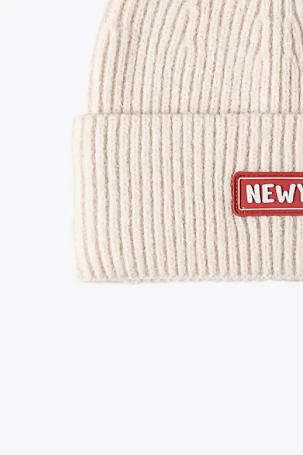 NEWYORK Patch Rib-Knit Cuffed Beanie - Bad Moms Club