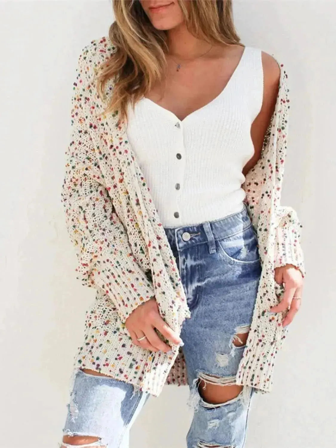 Multicolored Open Front Cardigan - Bad Moms Club