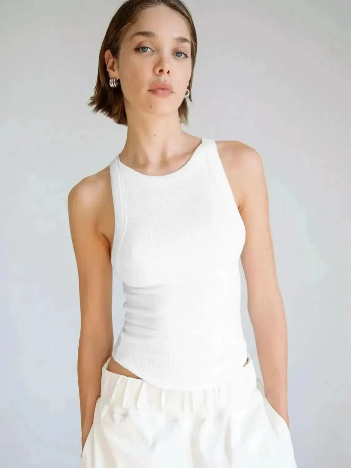 Halter Neck Ribbed Cropped Top - Bad Moms Club