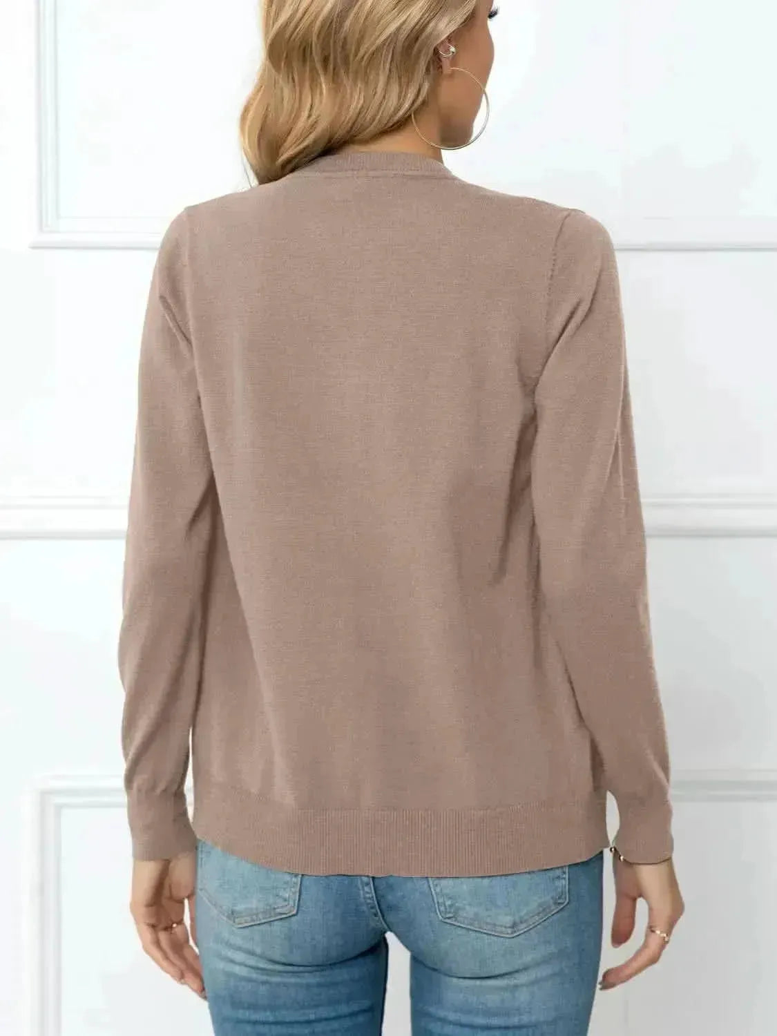 Button Down Round Neck Cardigan - Bad Moms Club