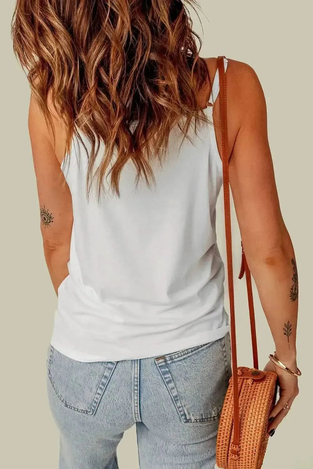 Full Size Lace Trim V-Neck Cami Top - Bad Moms Club
