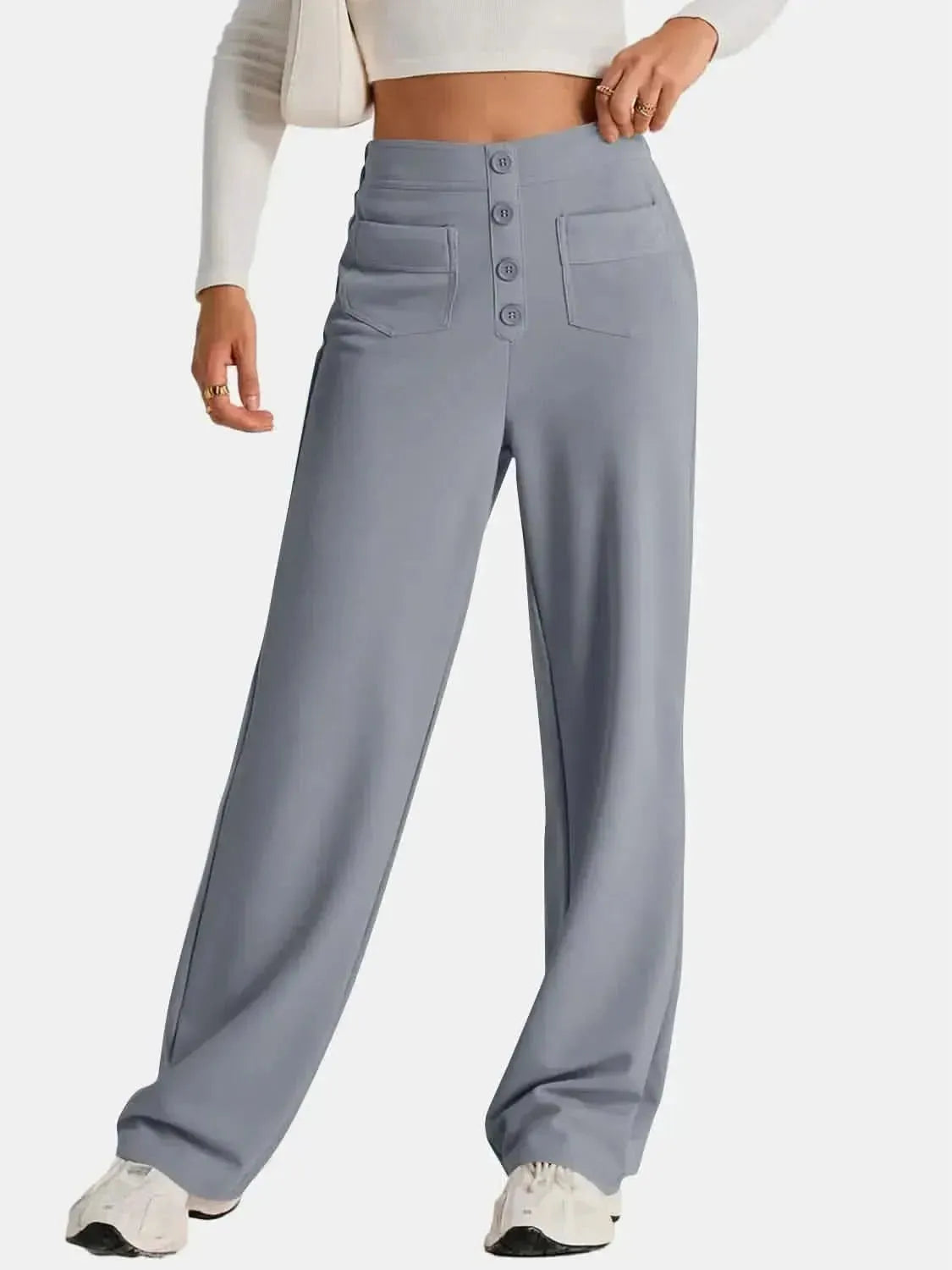 High Waist Wide Leg Pants - Bad Moms Club