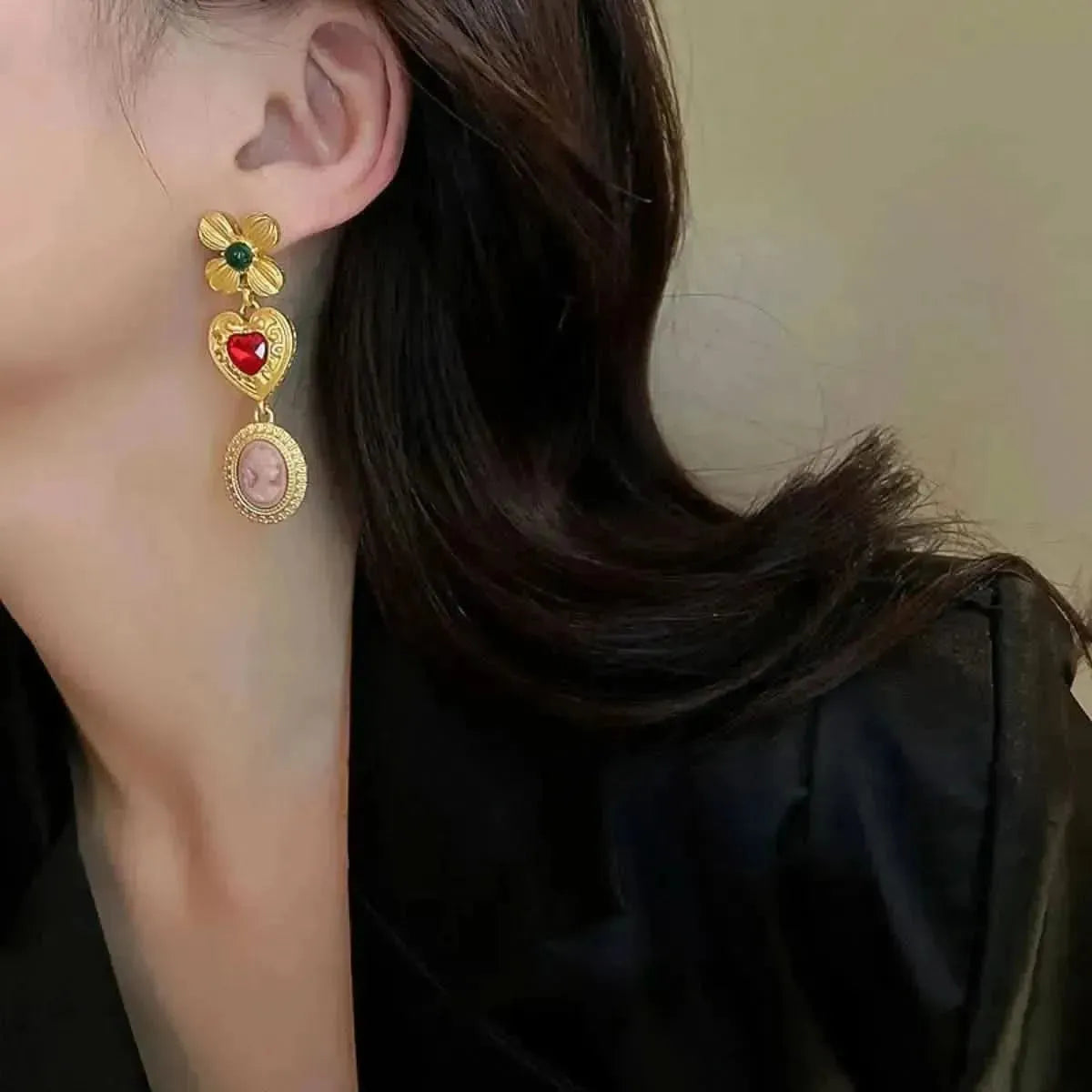 Copper Inlaid Rhinestone Vintage Earrings - Bad Moms Club