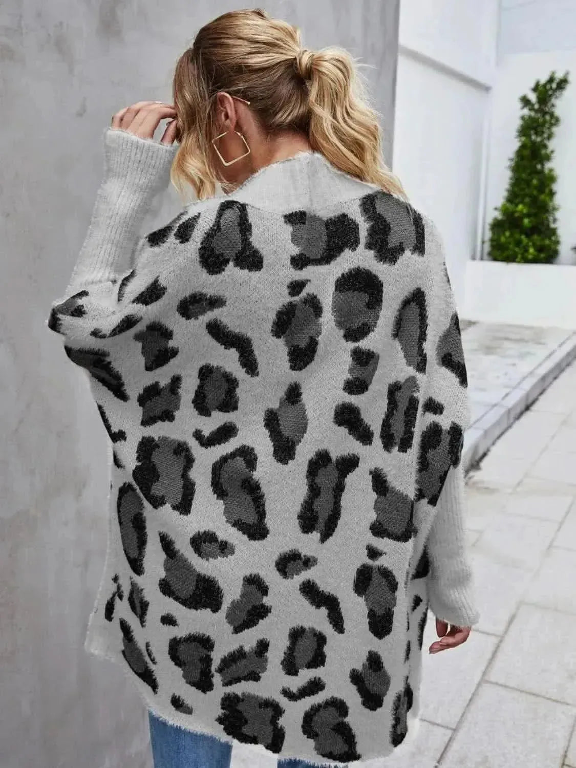 Leopard Pattern Fuzzy Cardigan - Bad Moms Club