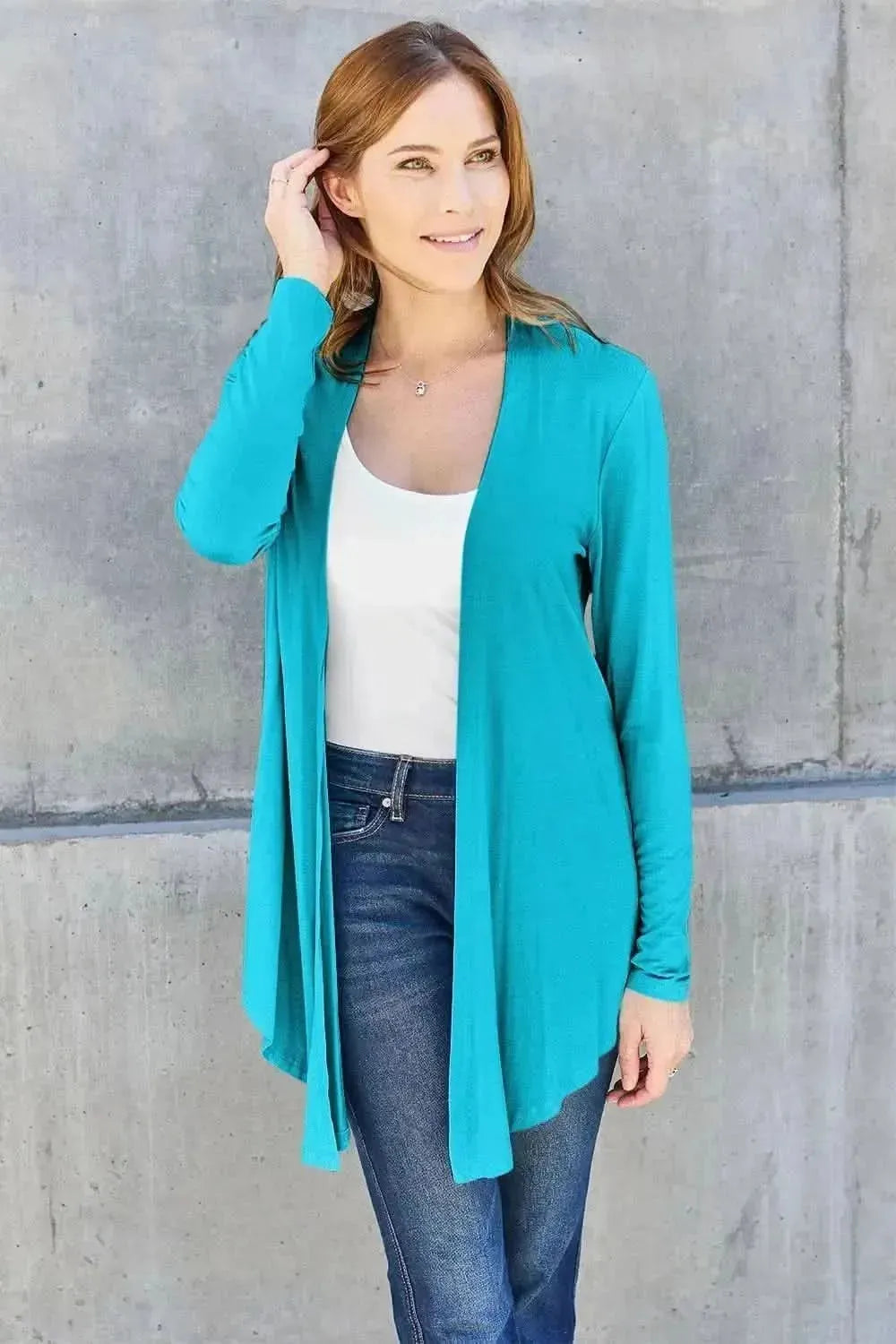 Basic Bae Full Size Open Front Long Sleeve Cardigan - Bad Moms Club