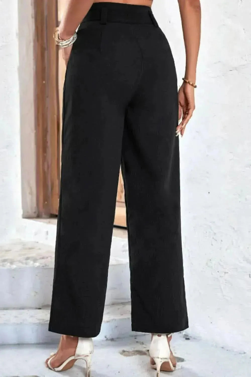 Perfee Belted High-Rise Wide Leg Pants - Bad Moms Club