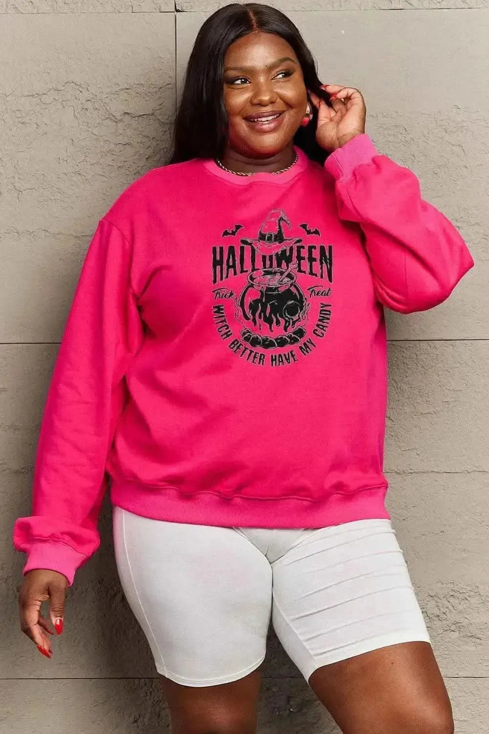 Simply Love Full Size Graphic Round Neck Sweatshirt - Bad Moms Club