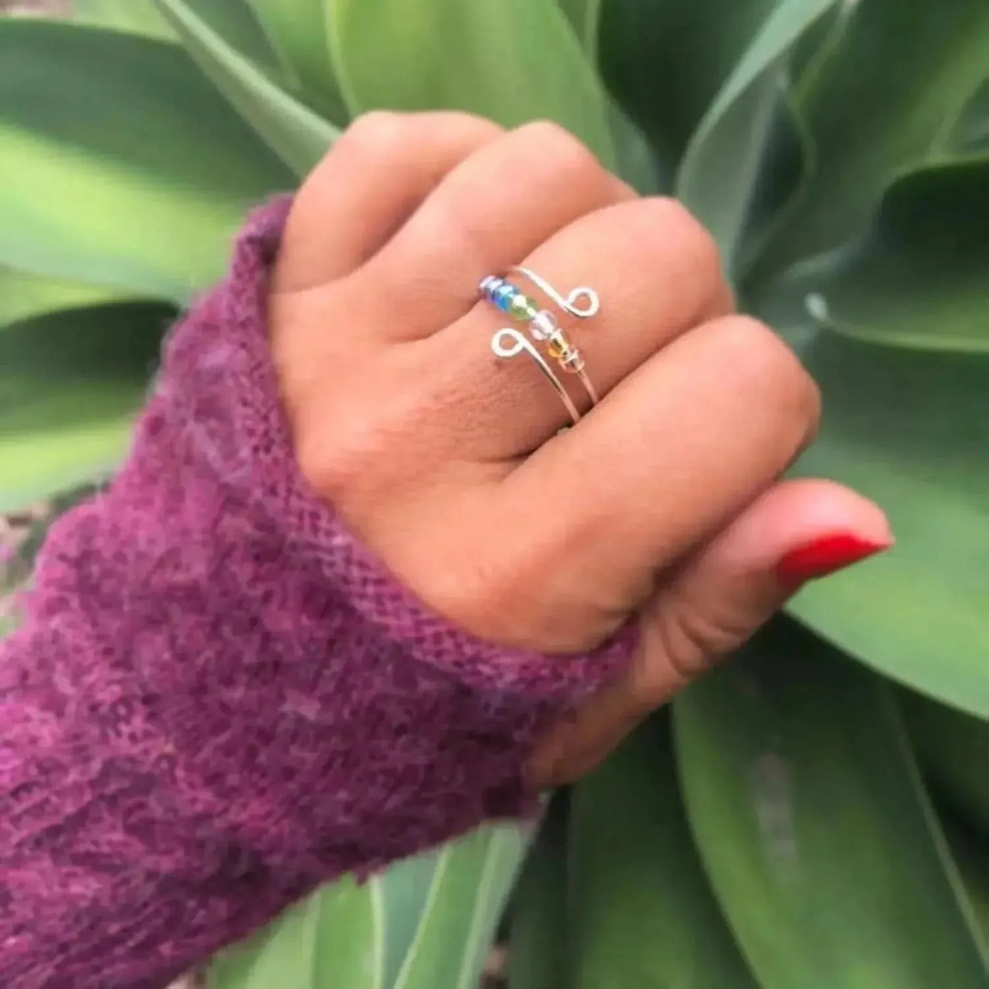925 Sterling Silver Bead Wrap Ring - Bad Moms Club