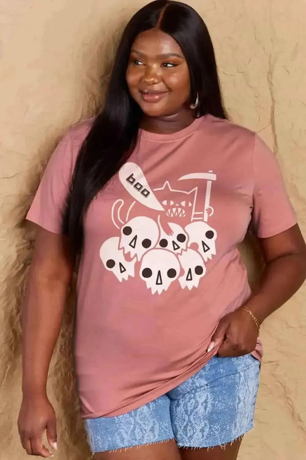 Simply Love Full Size Graphic BOO Cotton T-Shirt - Bad Moms Club