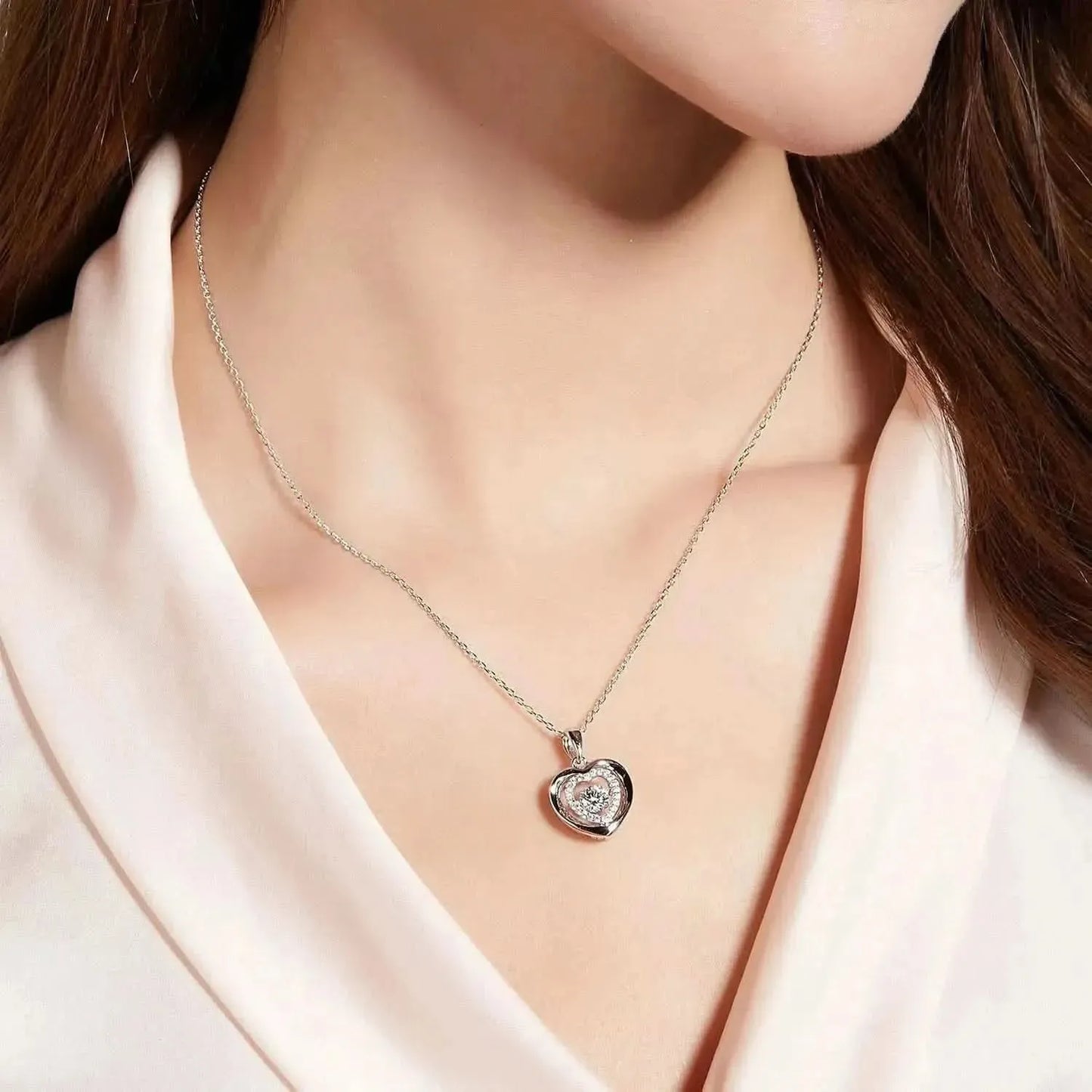 Moissanite 925 Sterling Silver Heart Necklace - Bad Moms Club