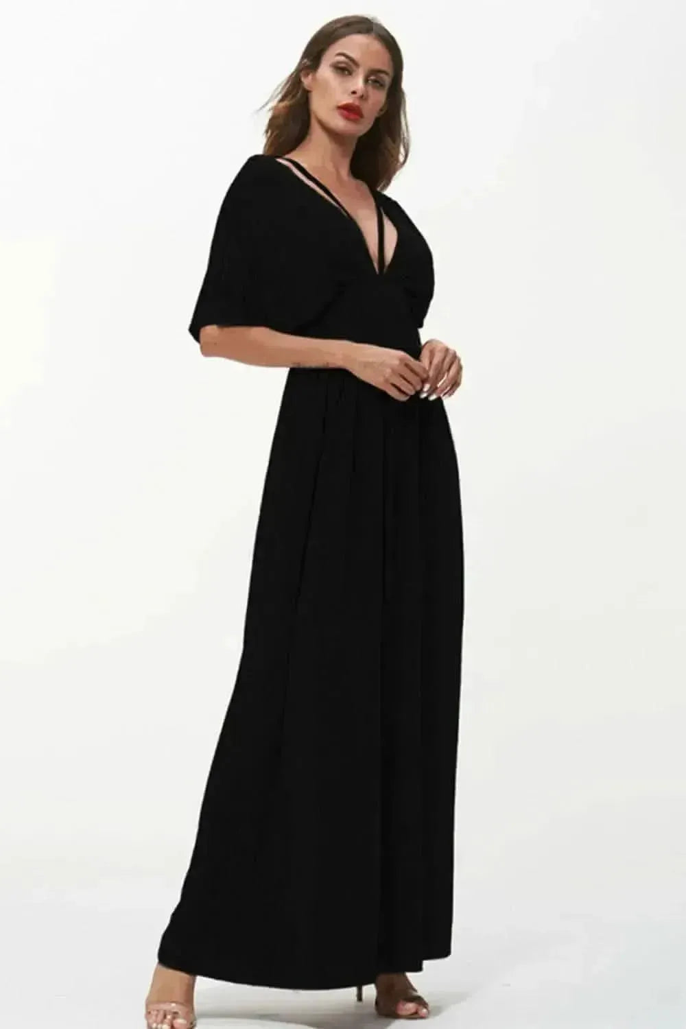 Shiny Strappy Neck Maxi Dress - Bad Moms Club