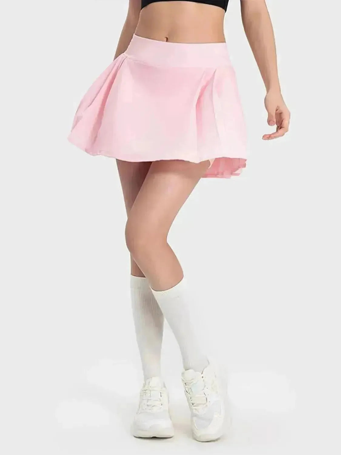 Pleated Detail Mid-Rise Waist Active Skirt - Bad Moms Club