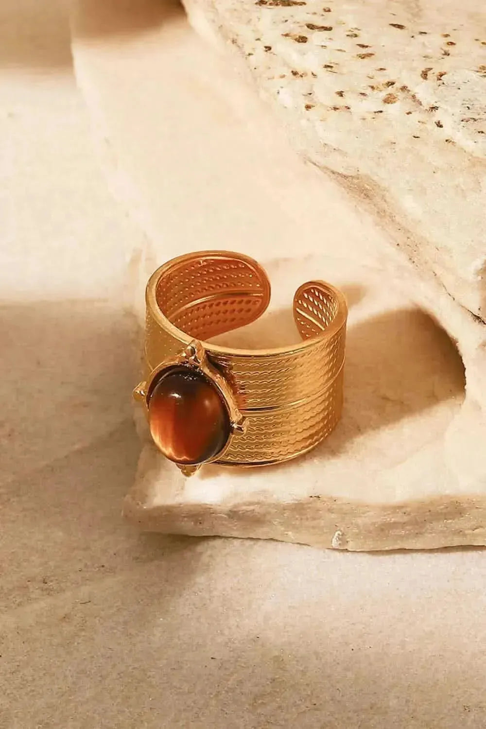 18K Gold-Plated Wide Open Ring - Bad Moms Club