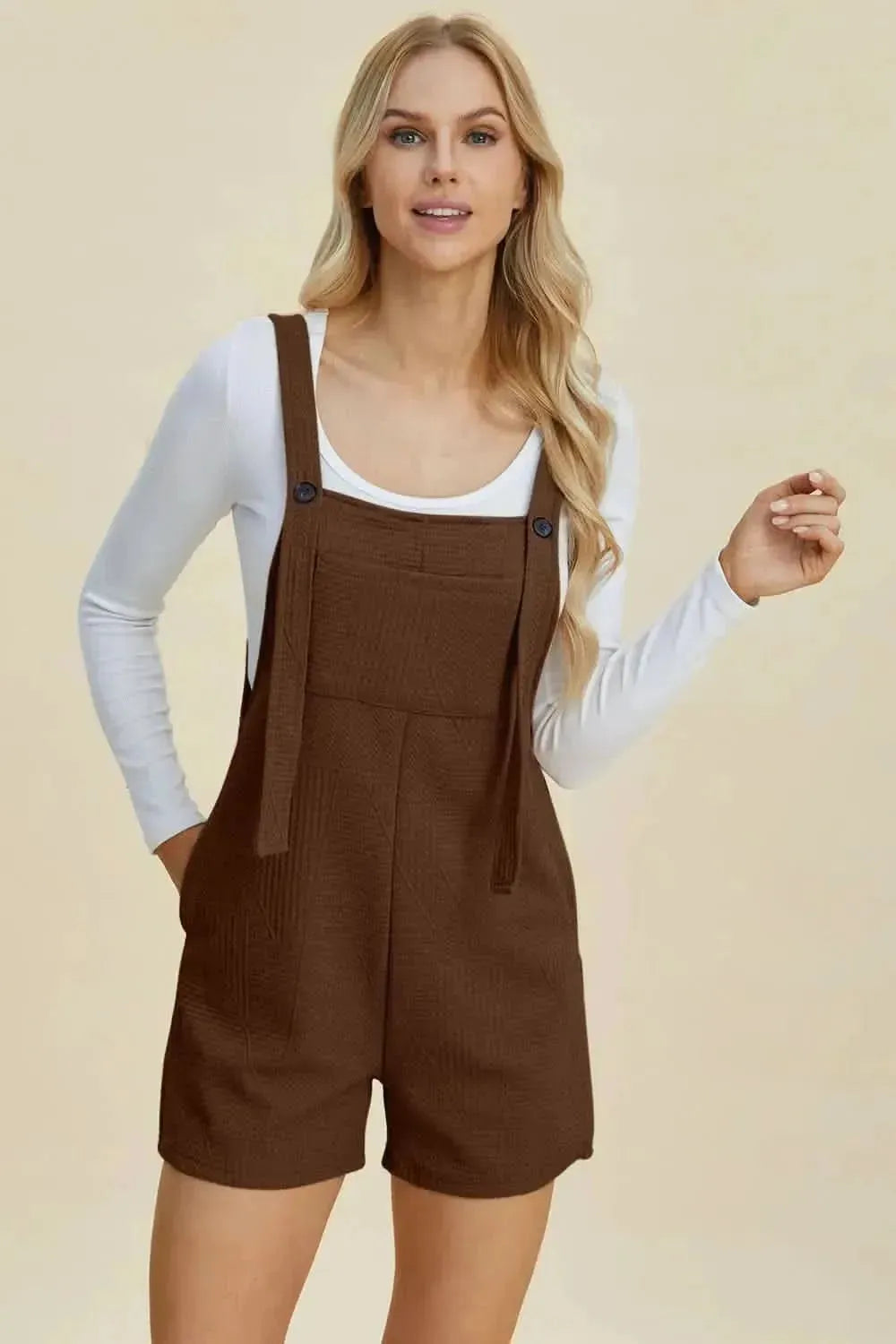 Double Take Full Size Texture Sleeveless Romper - Bad Moms Club