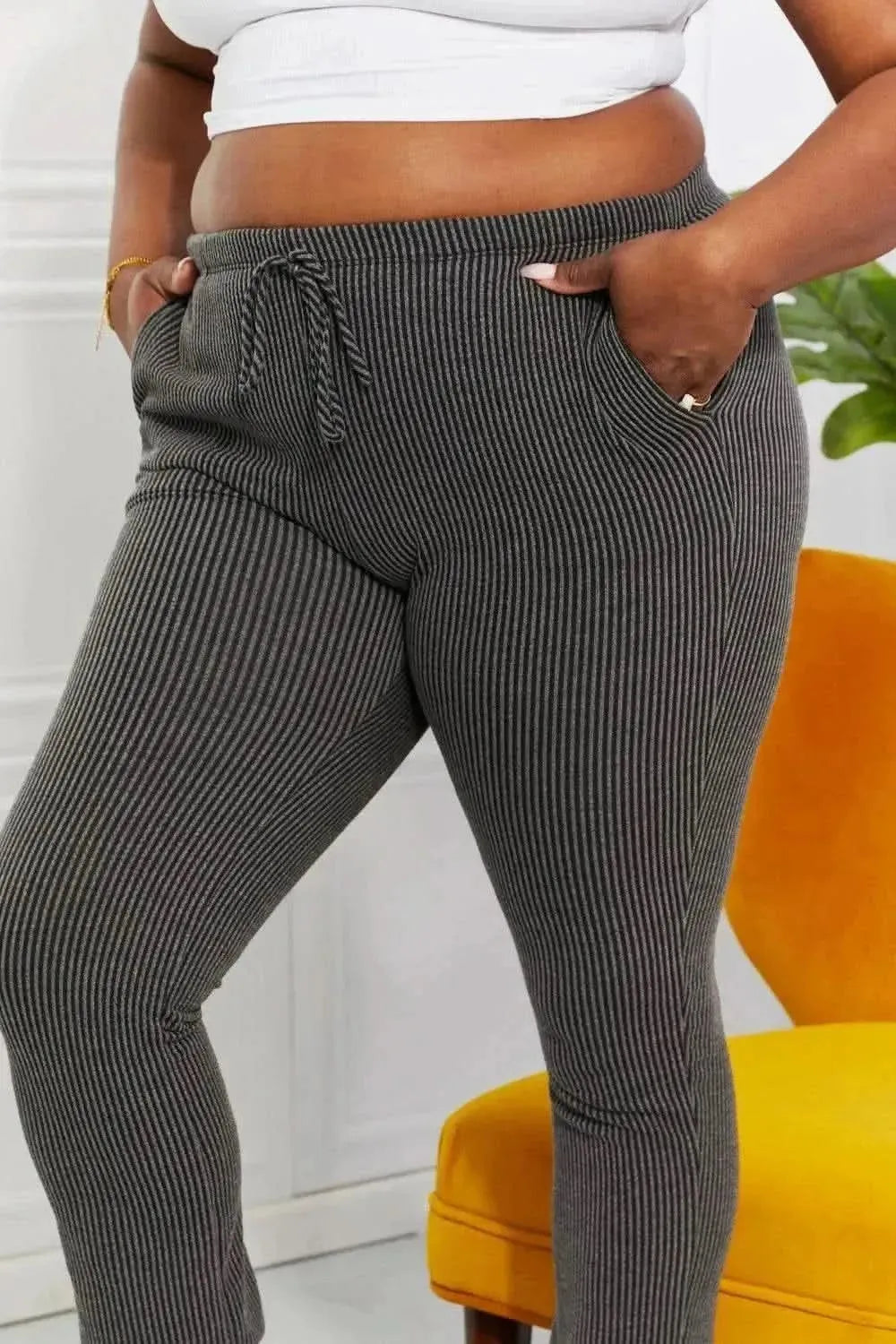 Blumin Apparel Full Size Easy Living Ribbed Joggers - Bad Moms Club