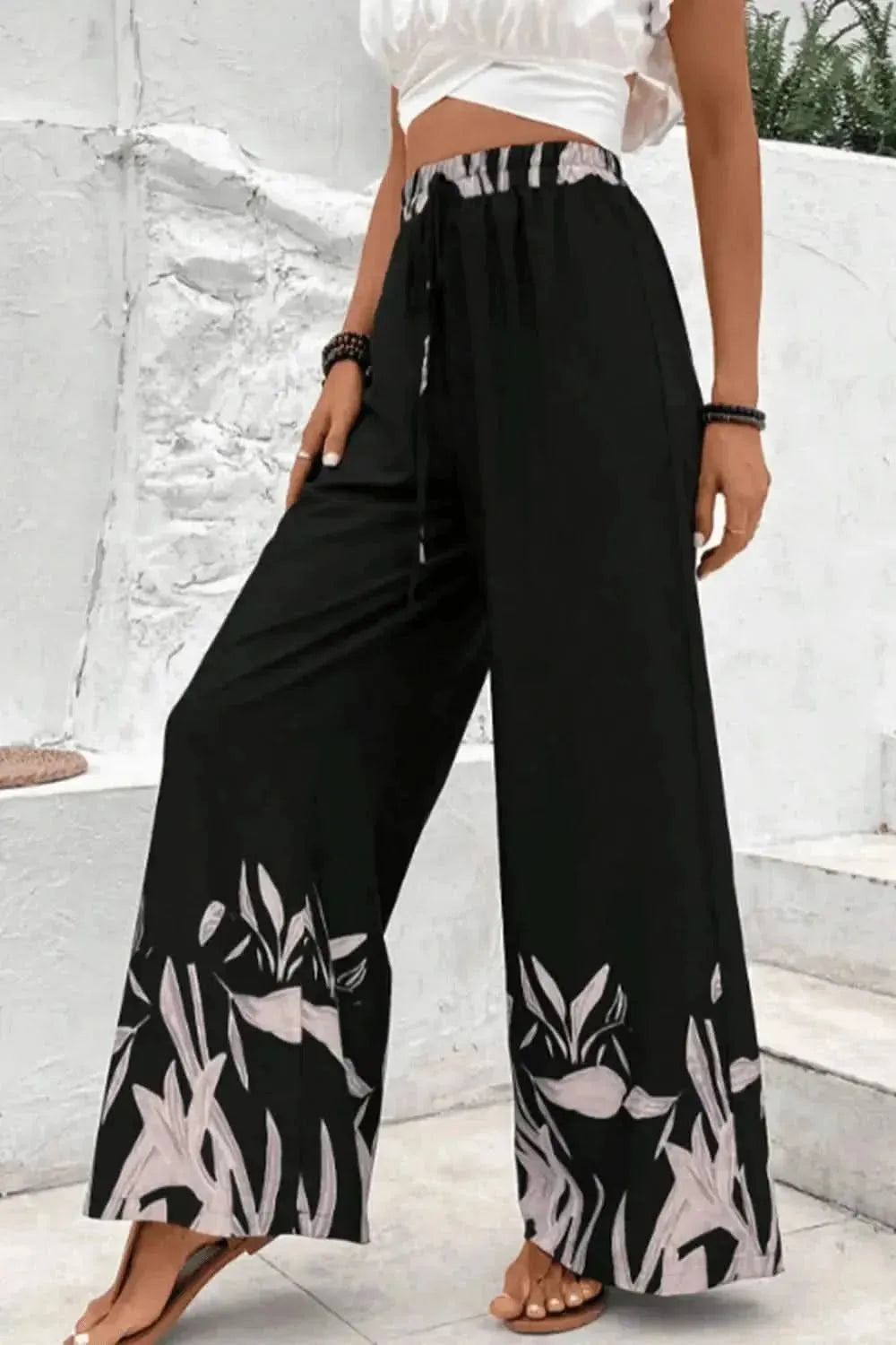Honey Drawstring High Waist Relax Fit Long Pants - Bad Moms Club