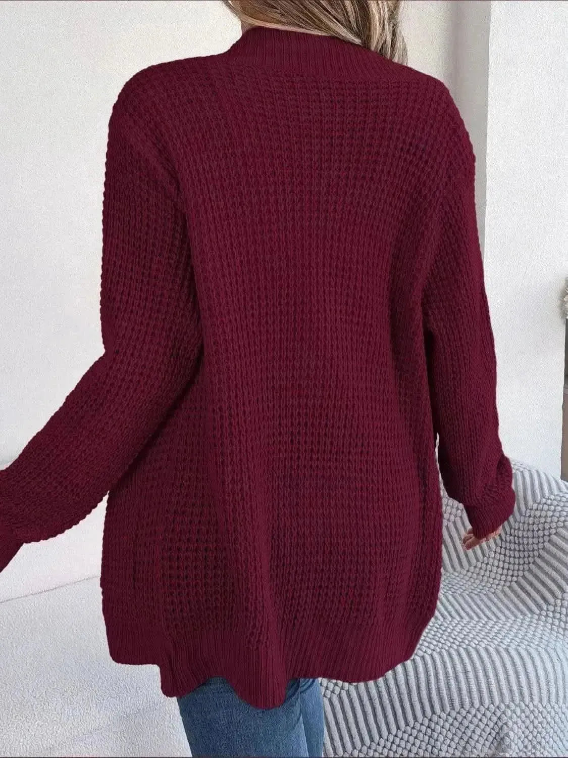 Open Front Long Sleeve Cardigan with Pockets - Bad Moms Club