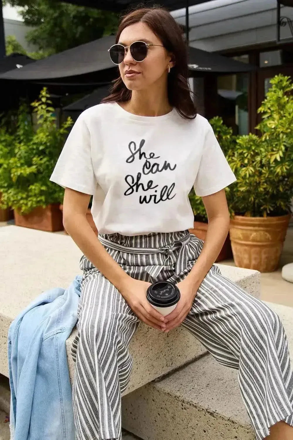Simply Love Full Size SHE CAN SHE WILL Short Sleeve T-Shirt - Bad Moms Club