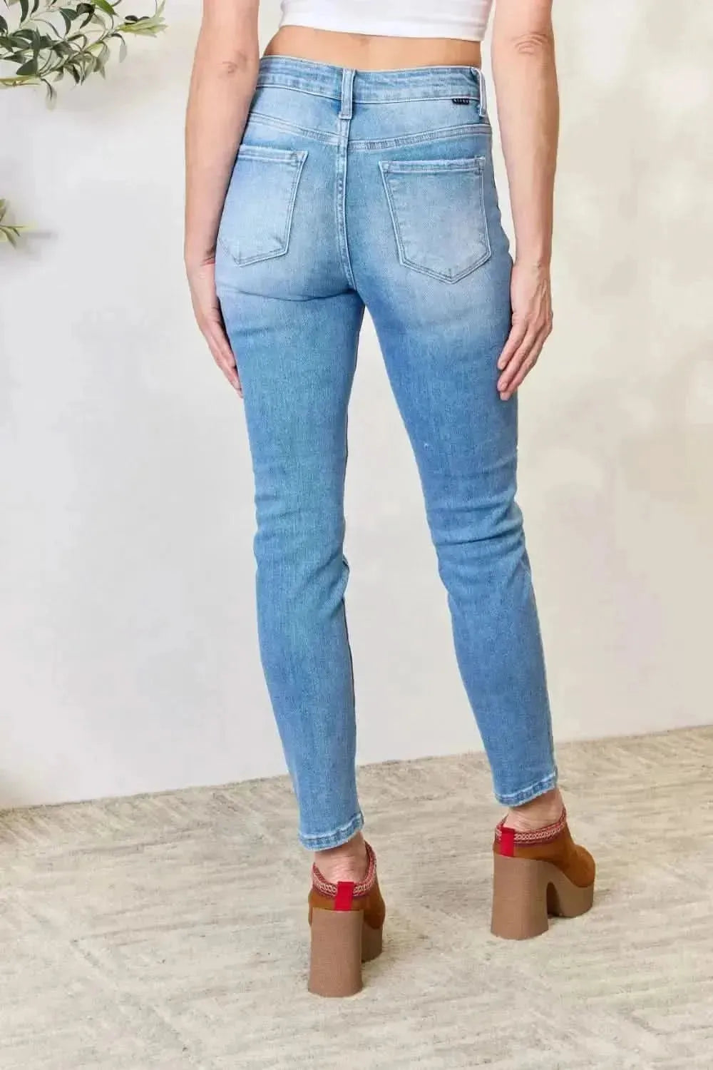RISEN Full Size Mid Rise Skinny Jeans - Bad Moms Club