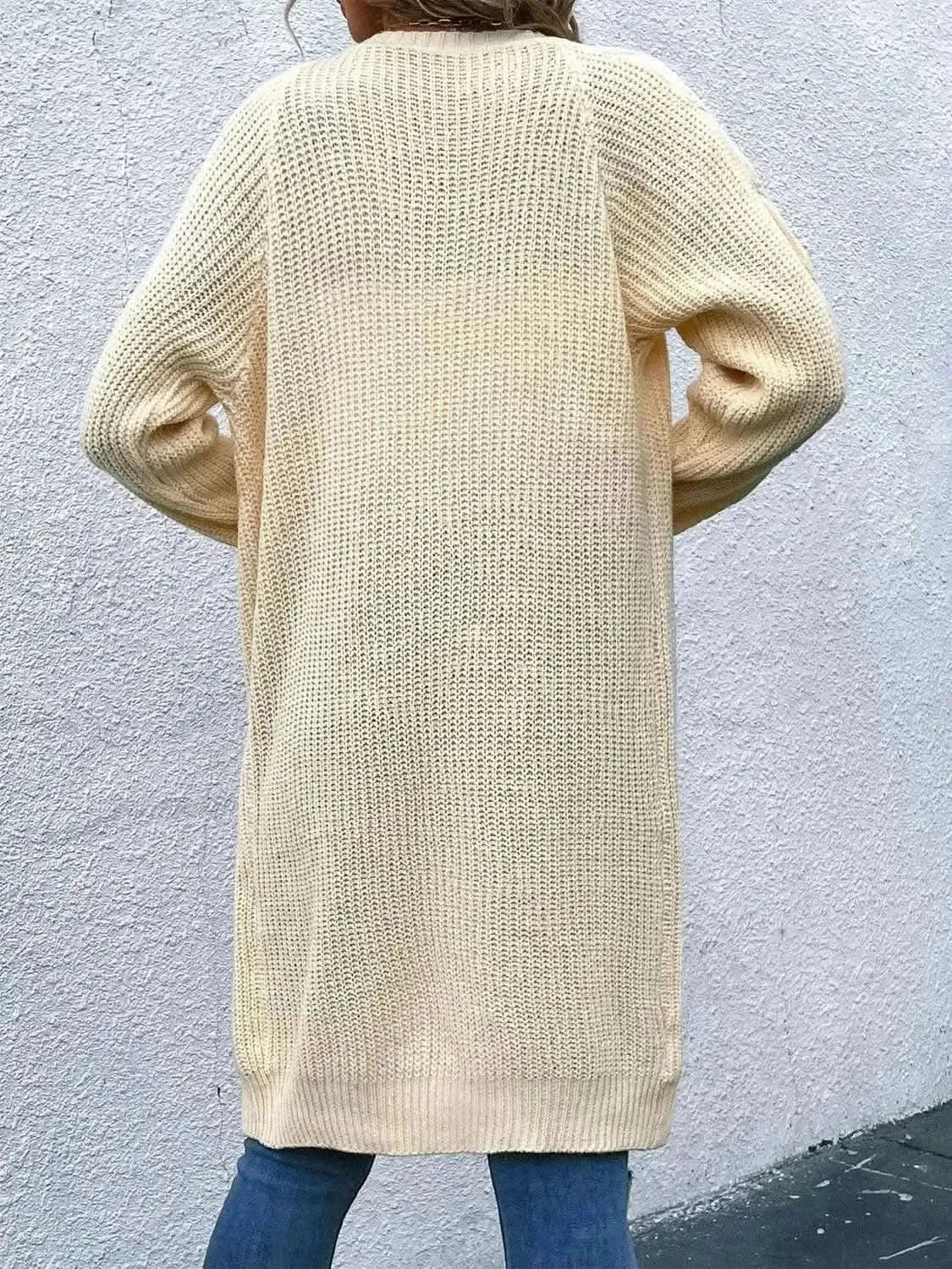 Open Front Cable-Knit Longline Cardigan - Bad Moms Club
