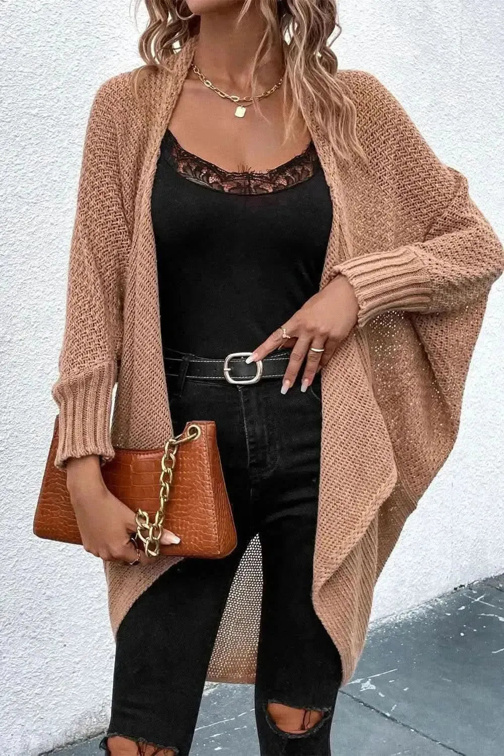 Open Front Dolman Sleeve Cardigan - Bad Moms Club