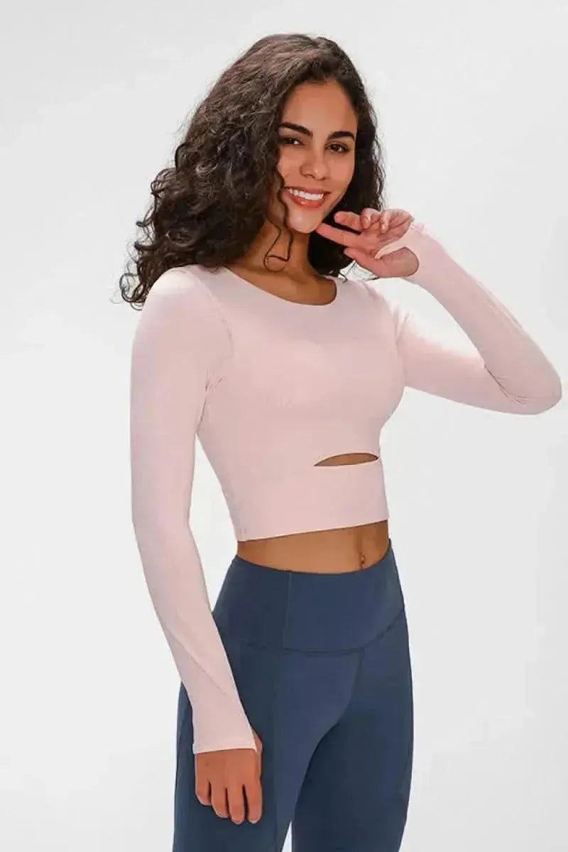 Long Sleeve Cropped Top With Sports Strap - Bad Moms Club