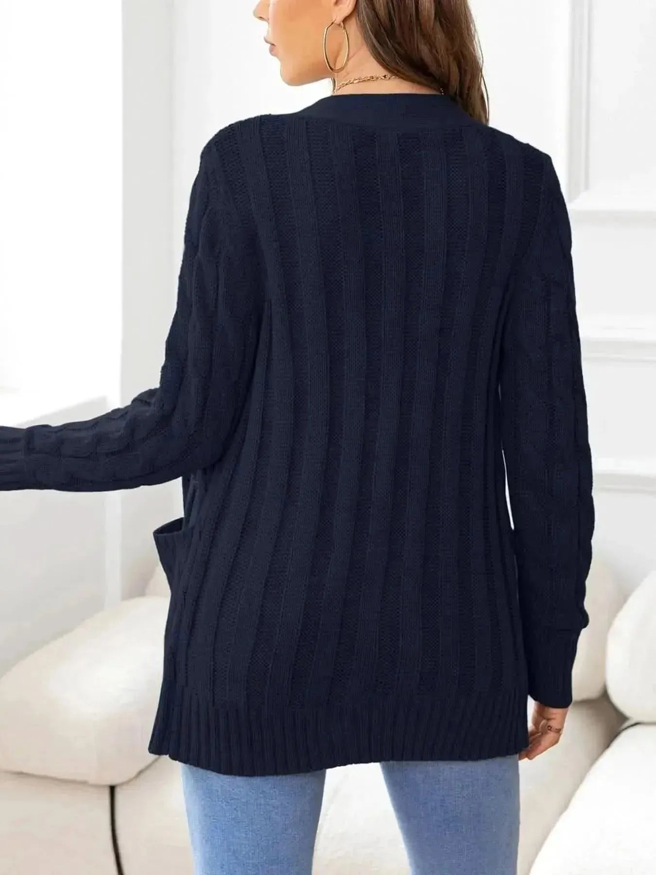 Button Down Cable-Knit Cardigan - Bad Moms Club