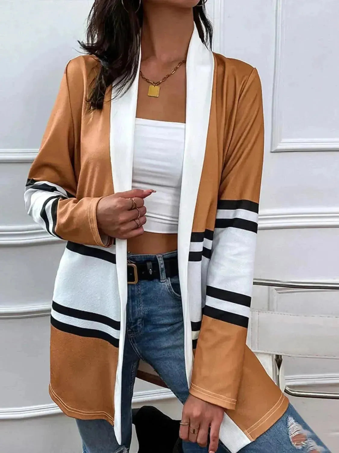 Color Block Open Front Cardigan - Bad Moms Club
