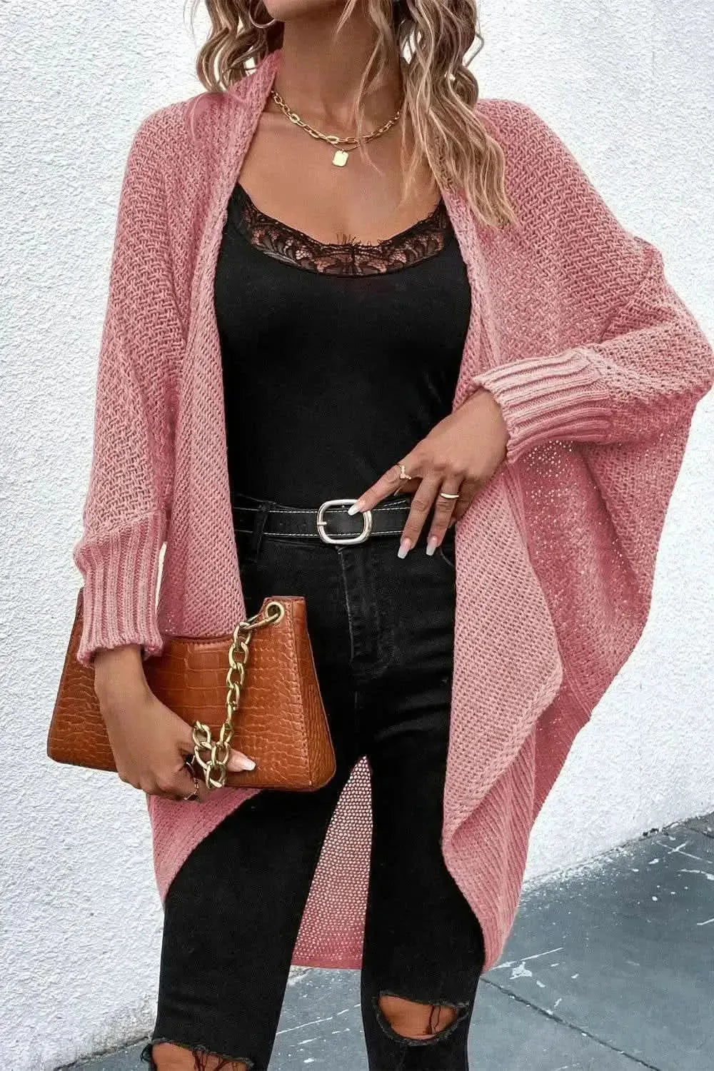 Open Front Dolman Sleeve Cardigan - Bad Moms Club