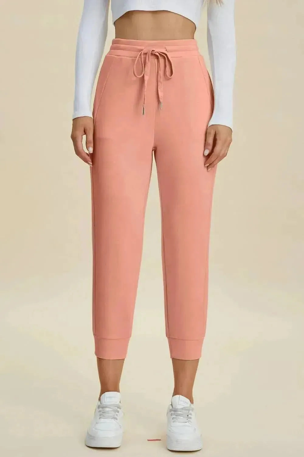 Basic Bae Full Size Air Scuba Drawstring High Waist Cropped Pants - Bad Moms Club