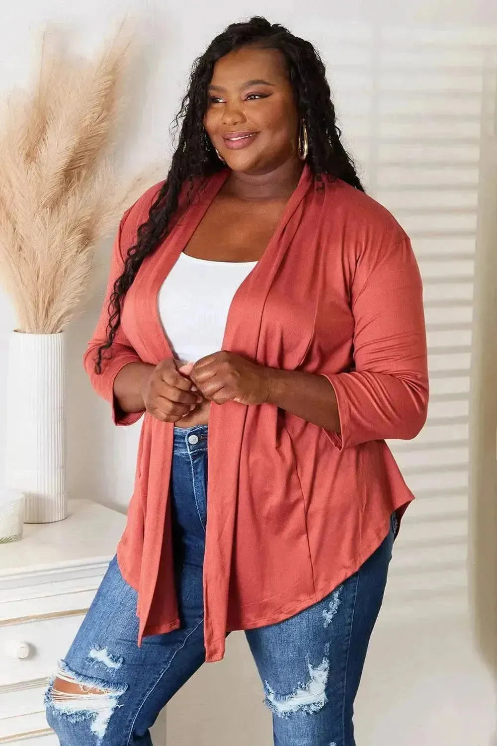 Culture Code Full Size Open Front Cardigan - Bad Moms Club