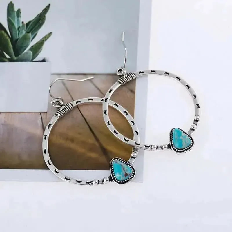 Artificial Turquoise Drop Earrings - Bad Moms Club