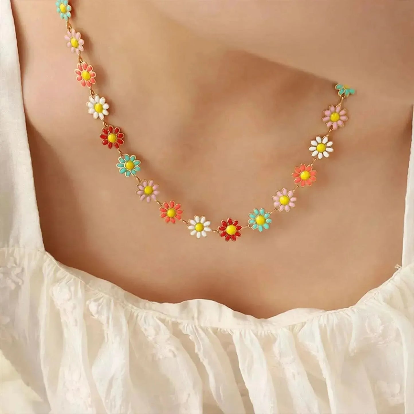 Titanium Steel Oil Drip Flower Necklace - Bad Moms Club