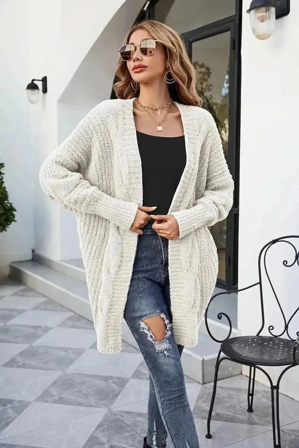 Open Front Dolman Sleeve Cardigan - Bad Moms Club