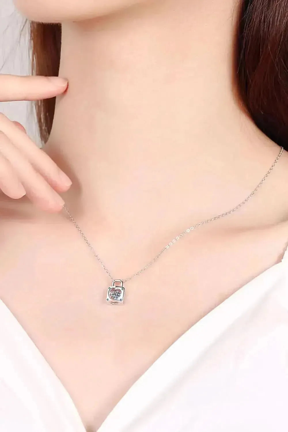 Adored Moissanite Lock Pendant Necklace - Bad Moms Club