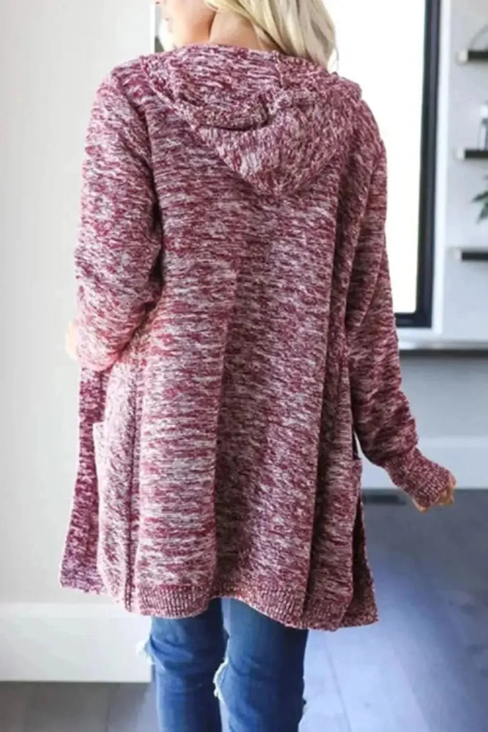 Heathered Open Front Cardigan with Pockets - Bad Moms Club