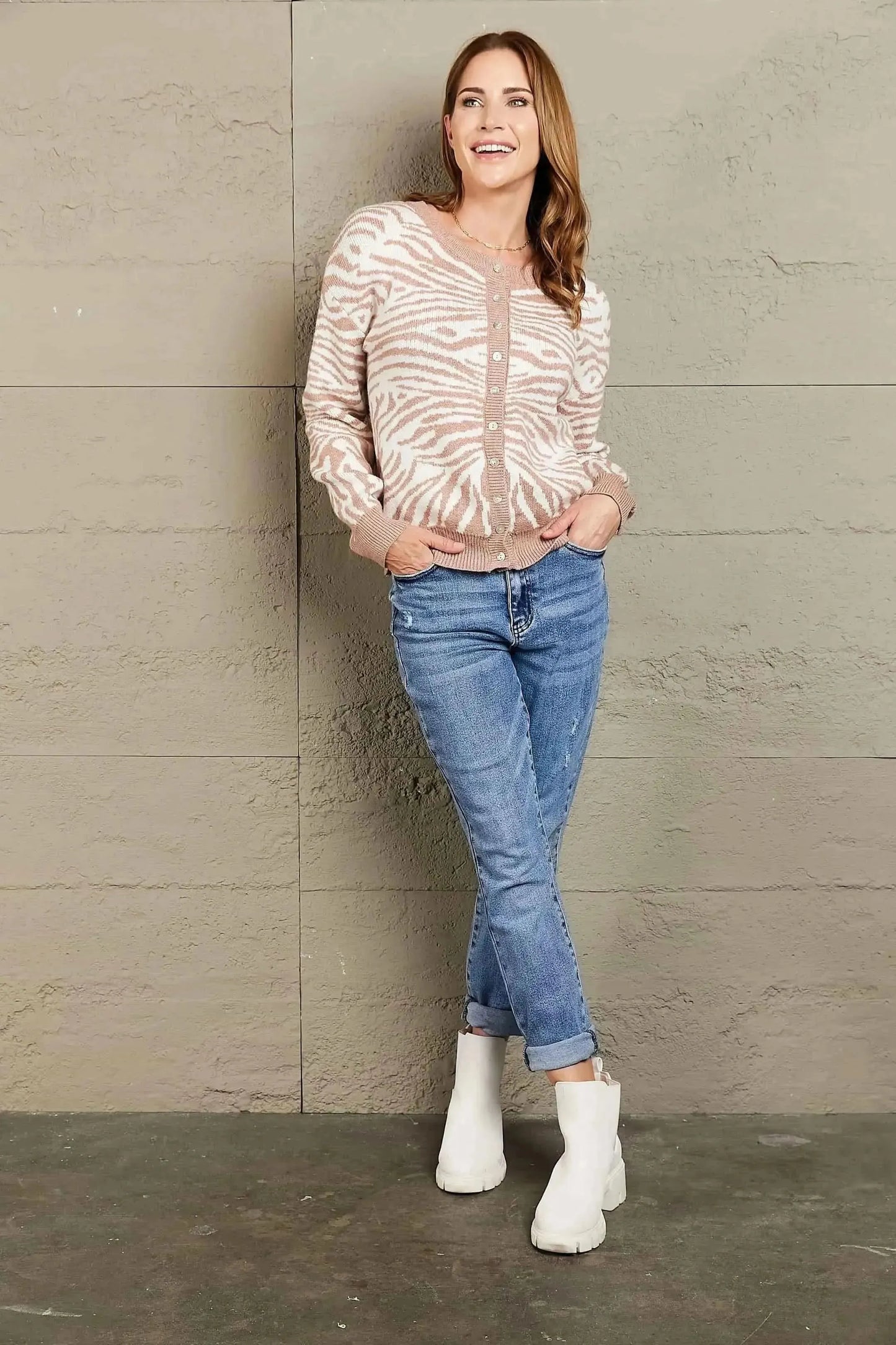 Woven Right Zebra Print Button Down Cardigan - Bad Moms Club