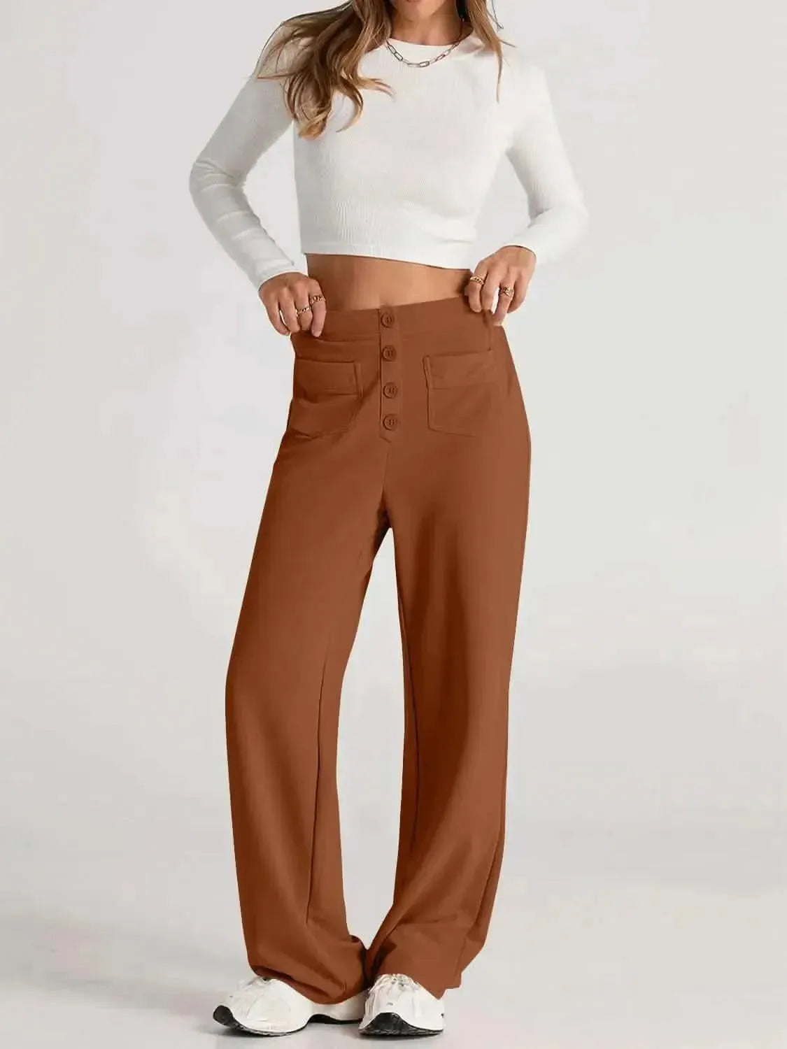 High Waist Wide Leg Pants - Bad Moms Club