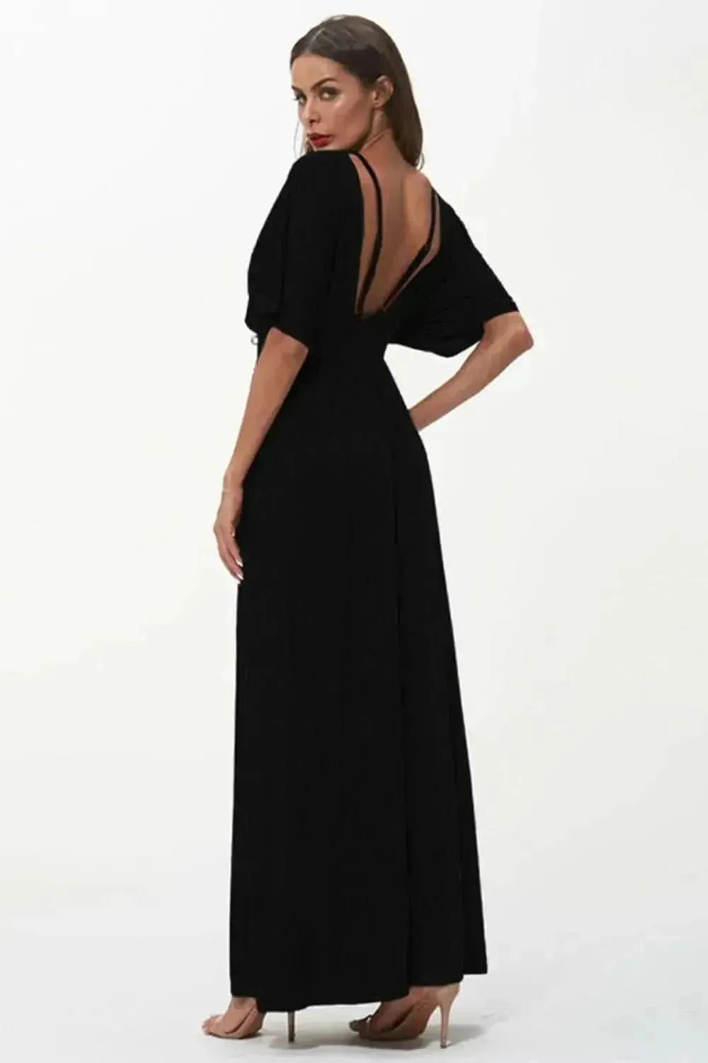 Shiny Strappy Neck Maxi Dress - Bad Moms Club