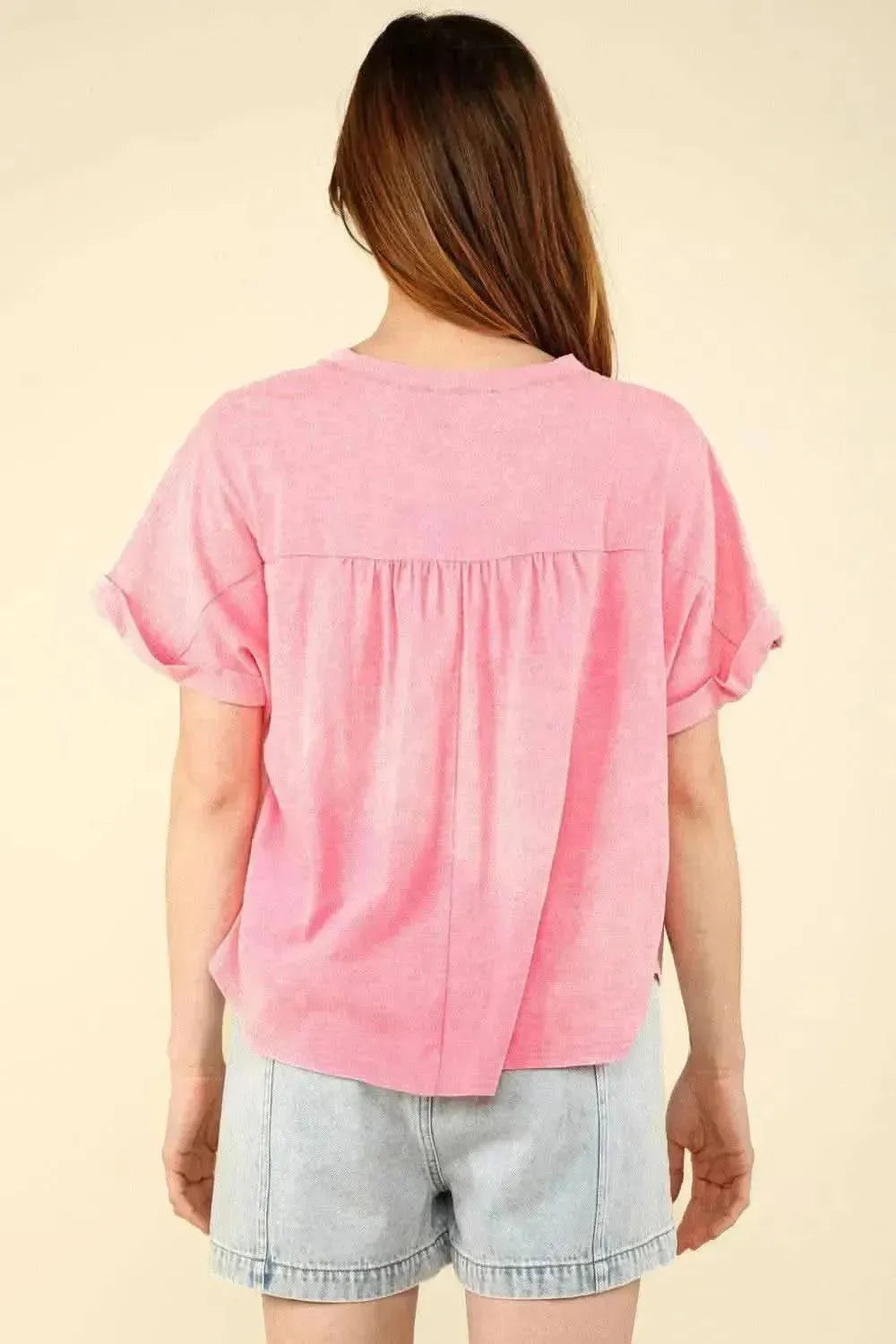VERY J Nochted Short Sleeve Washed T-Shirt - Bad Moms Club
