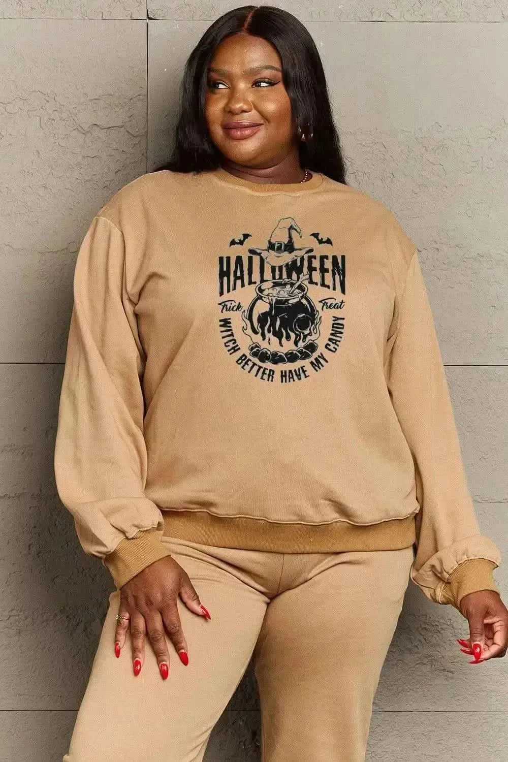 Simply Love Full Size Graphic Round Neck Sweatshirt - Bad Moms Club