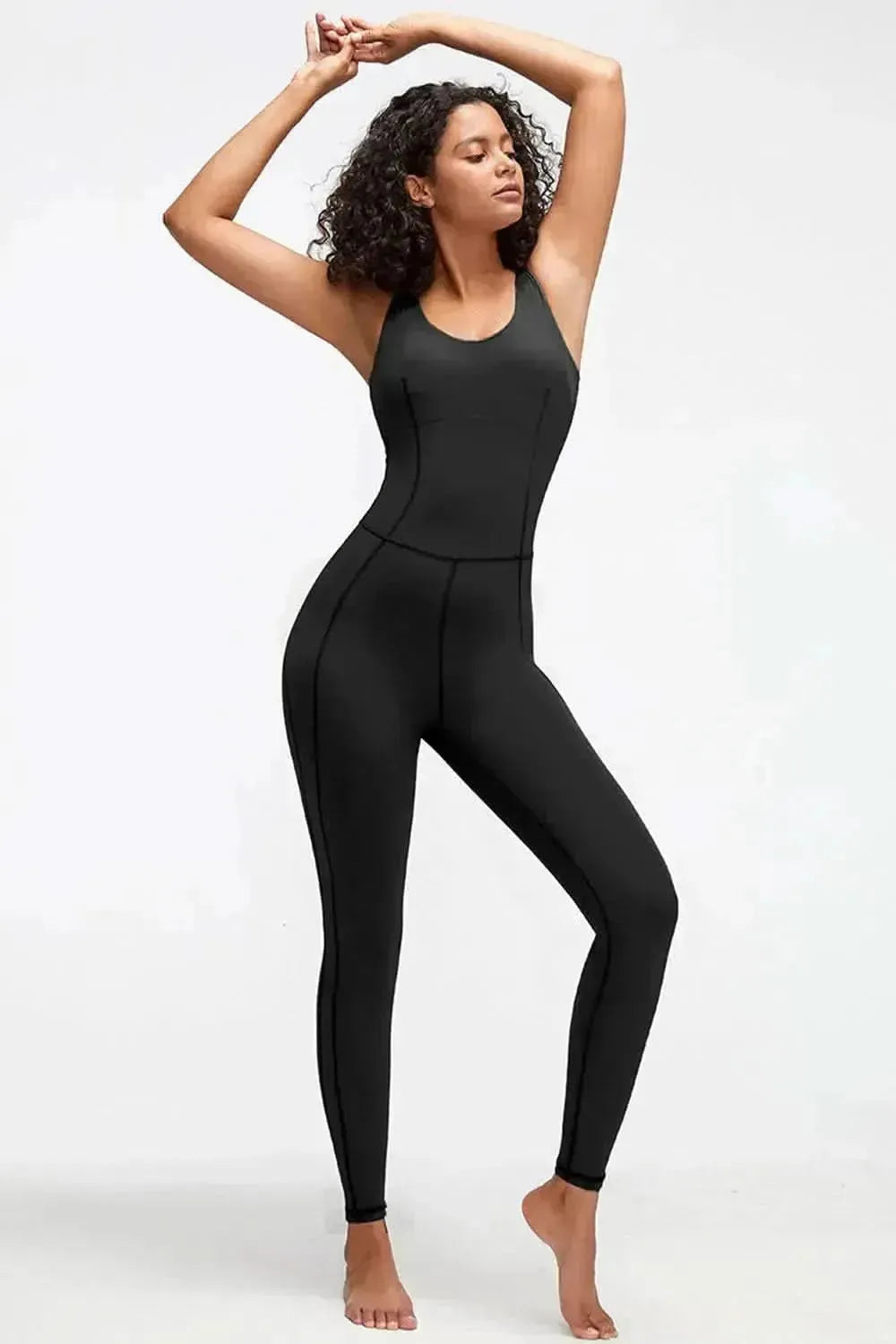 Crisscross Wide Strap Active Jumpsuit - Bad Moms Club