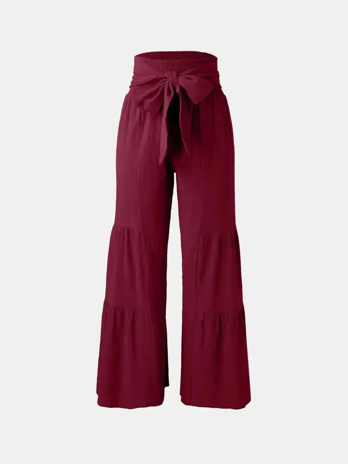 Tied Ruched Wide Leg Pants - Bad Moms Club