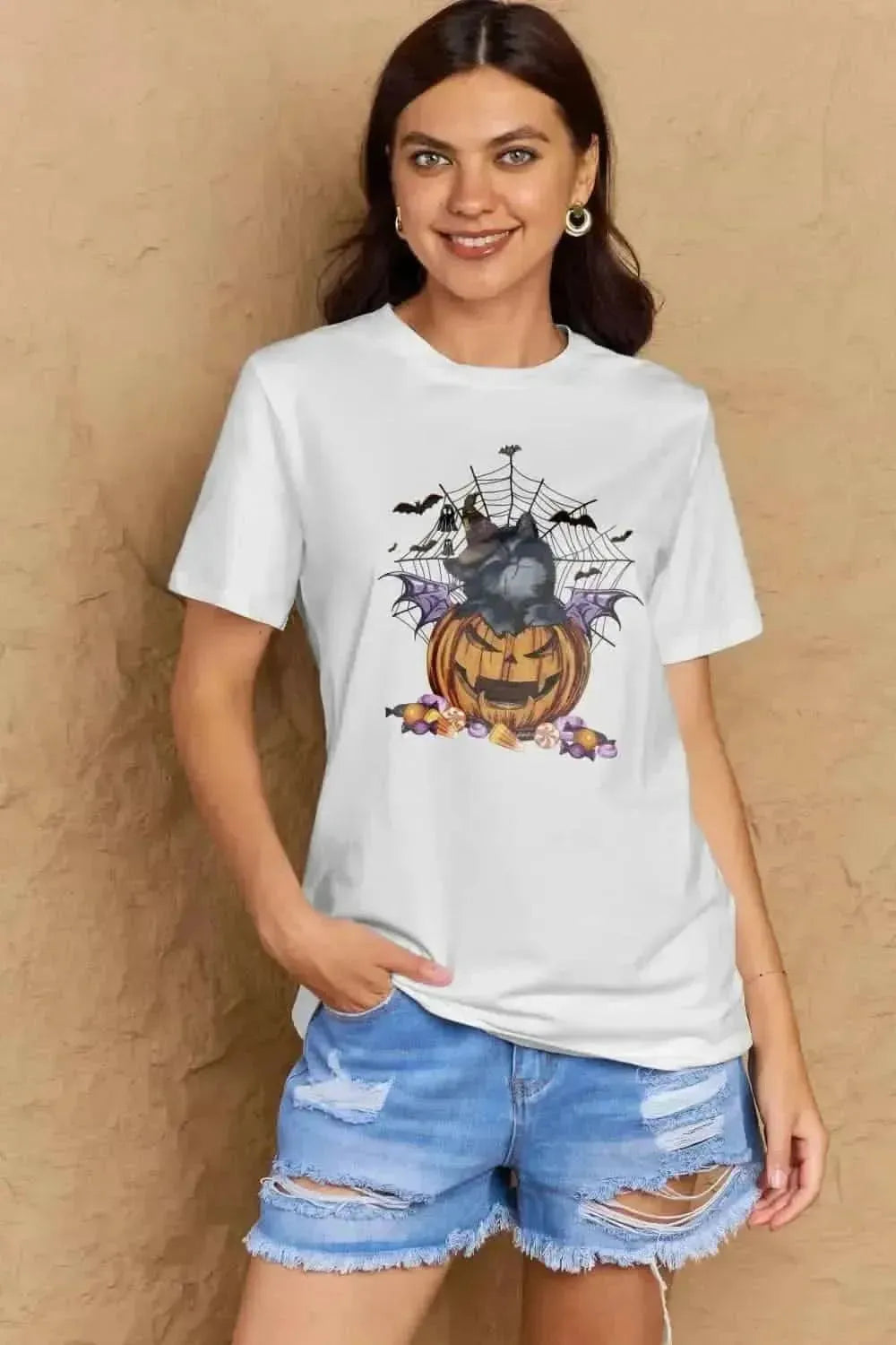 Simply Love Full Size Jack-O'-Lantern Graphic T-Shirt - Bad Moms Club